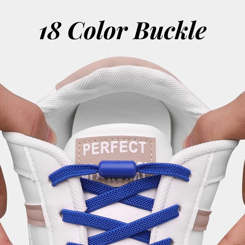 Color Capsule Buckle Metal Lock Round Elastic Shoelace Flat Fashion No Tie Shoelace Suitable for All Kind Shoes Lazy Lace 6mm