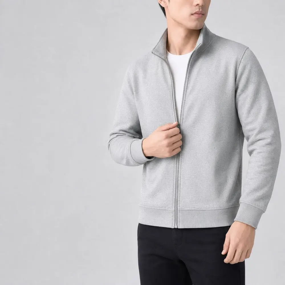 Mens Lightweight Jacket Stand Collar Casual Outerwear Slim Fit Spring Autumn Long Sleeve Sportswear Stylish Coat