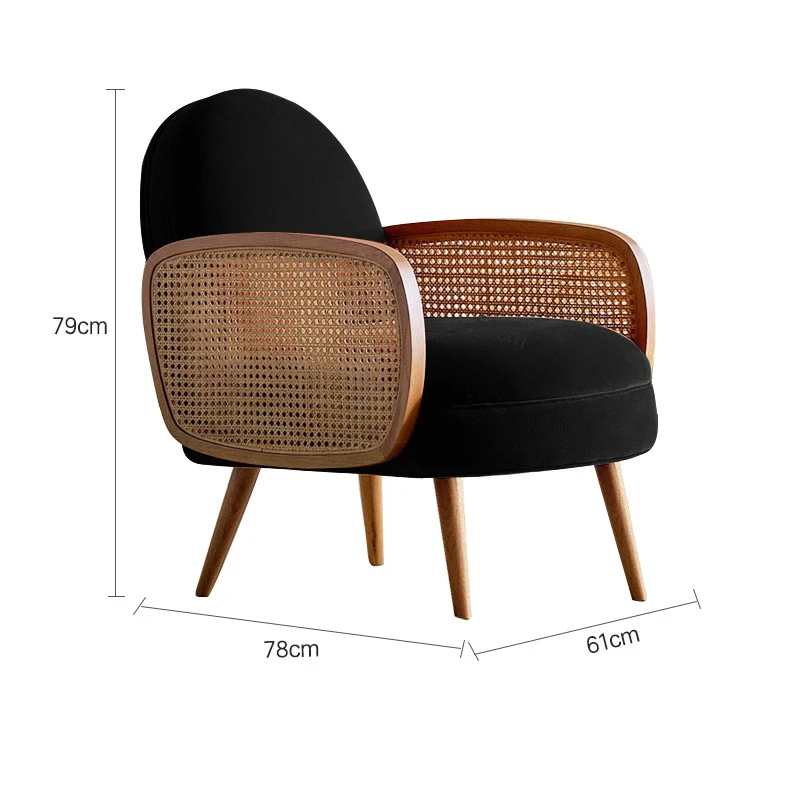 Joylove Nordic Rattan Designer Single Sofa Chair Balcony Leisure Chair Solid Wood Celebrity Modern Double Fabric Sofa