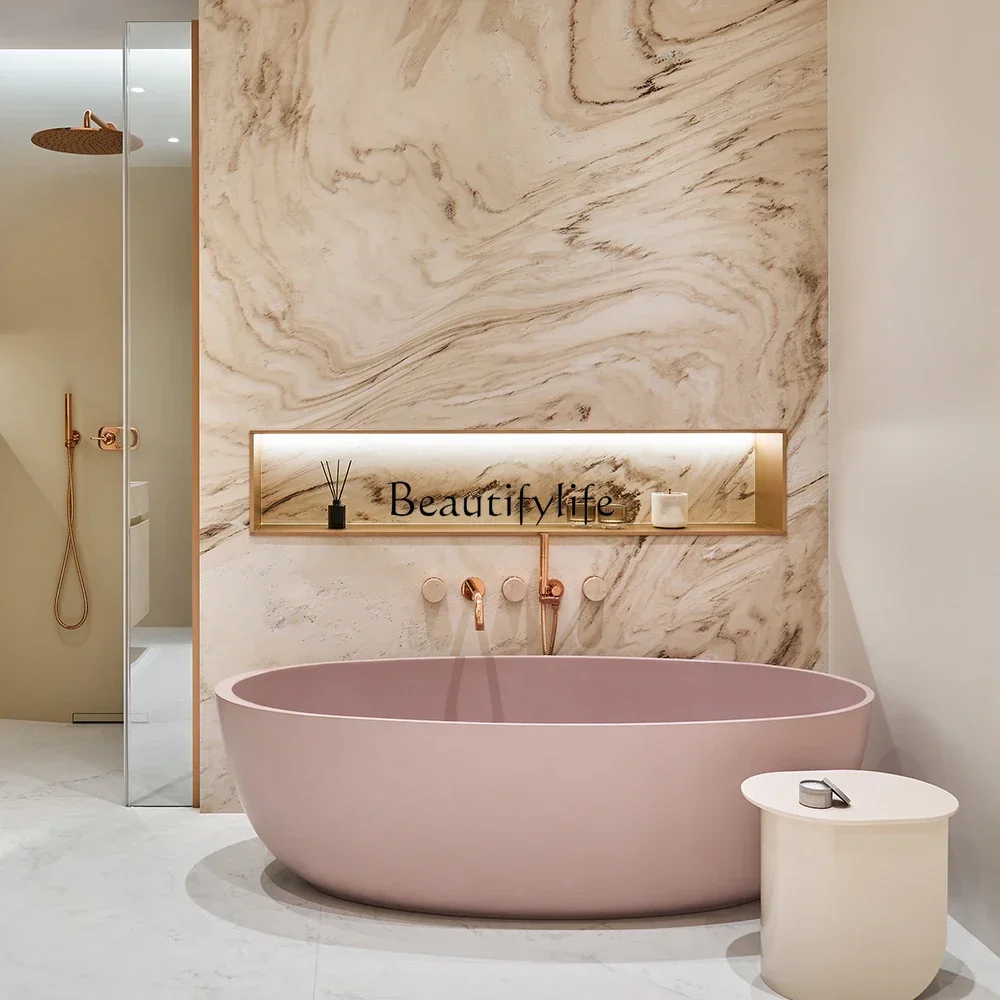 

Girl pink matte full body independent hotel villa homestay bathtub bathtub