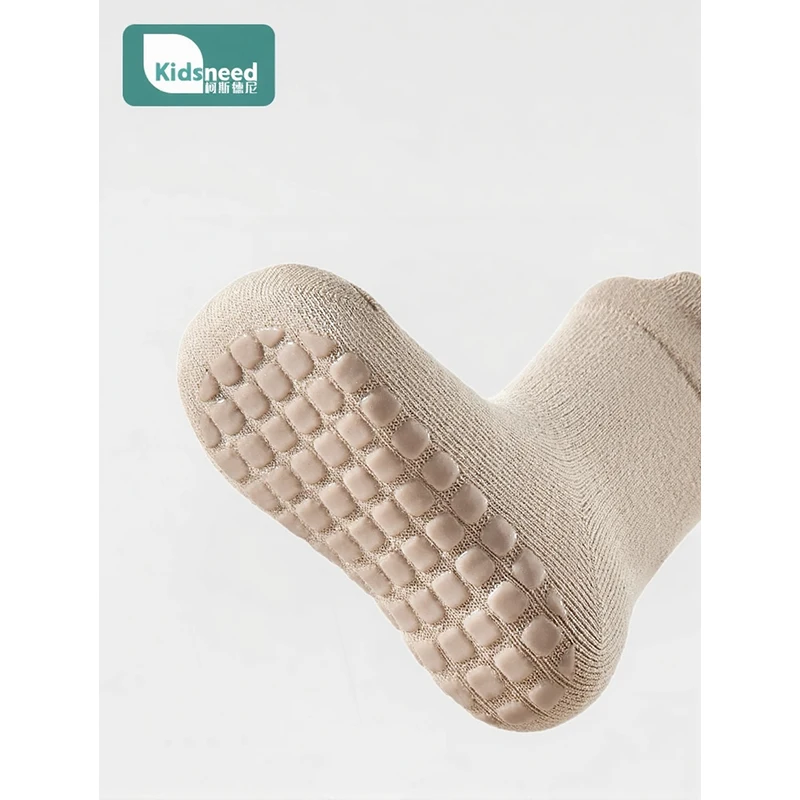 AIBEDILA 3 Pairs Toddler Non-Slip Socks with Grips Baby First Walk Socks Mid-Crew Comfort Socks for Infants 6M-3 Years Old