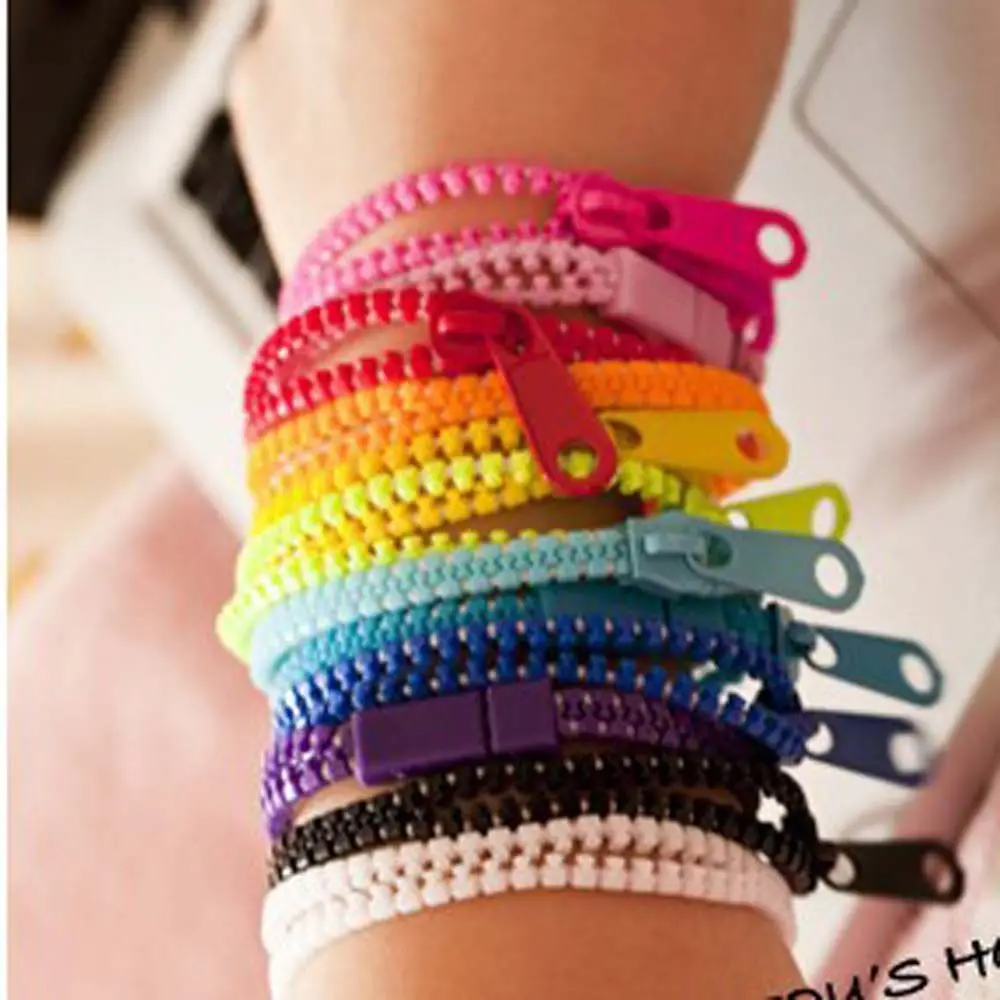 Personality Fashion Toy Zip Wristband Jewelry Gifts For Kids Mix Color Bracelets Eco-friendly Plastic Bangles Zipper Bracelet