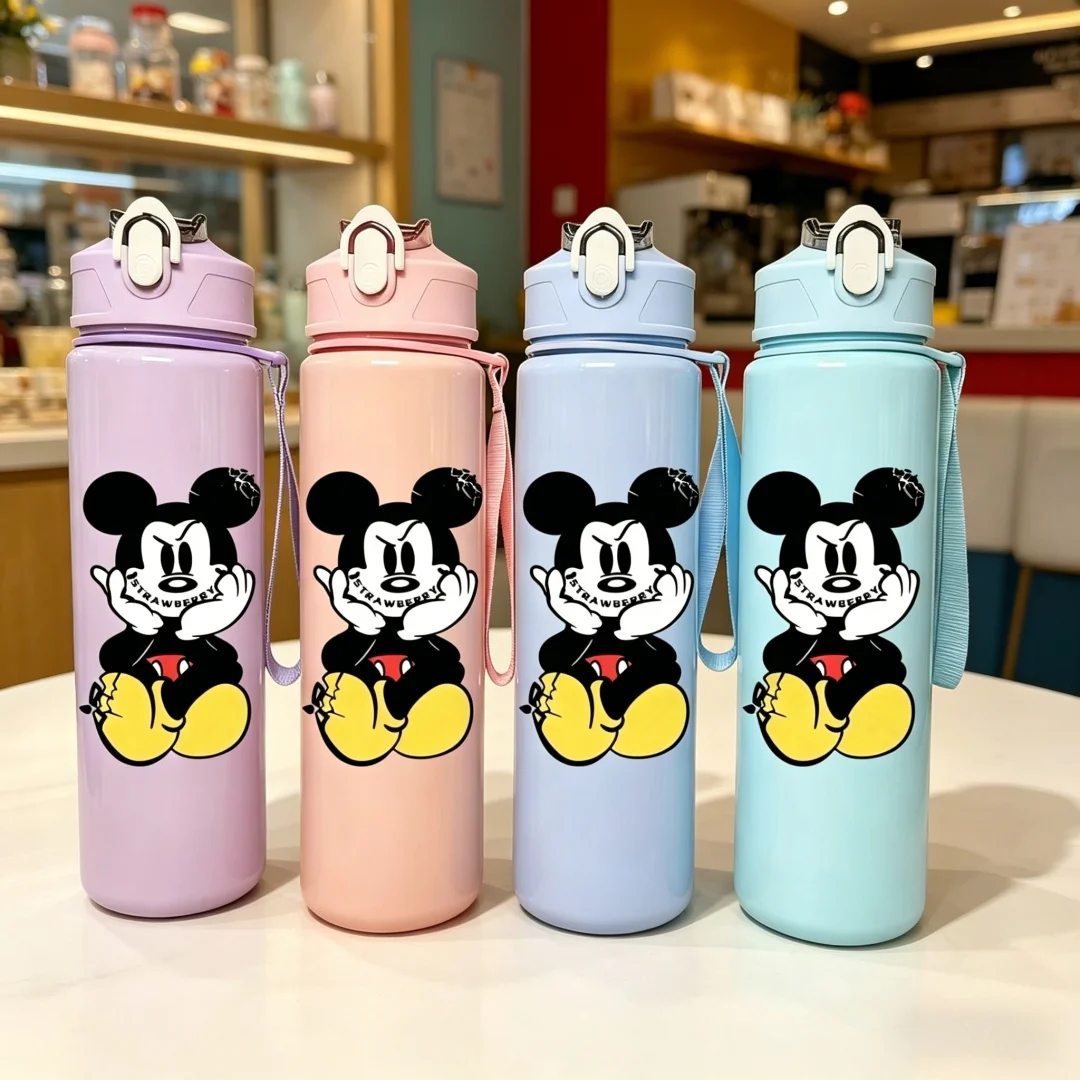 3D Printed Cartoon Pattern Water Bottle, Frosted Texture , Premium and Durable, with Portable Carry Strap , Lightweight