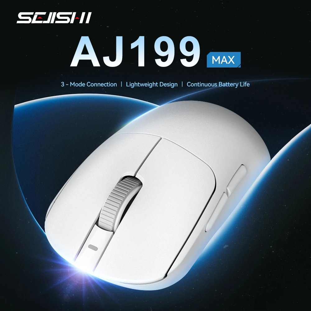 

SEJISHI AJ199 MAX PAW 3395 Wireless Gamer Mouse 3-mode 2.4G Wired Rechargeable Mouses USB White Gaming Mous Computer PC Laptop