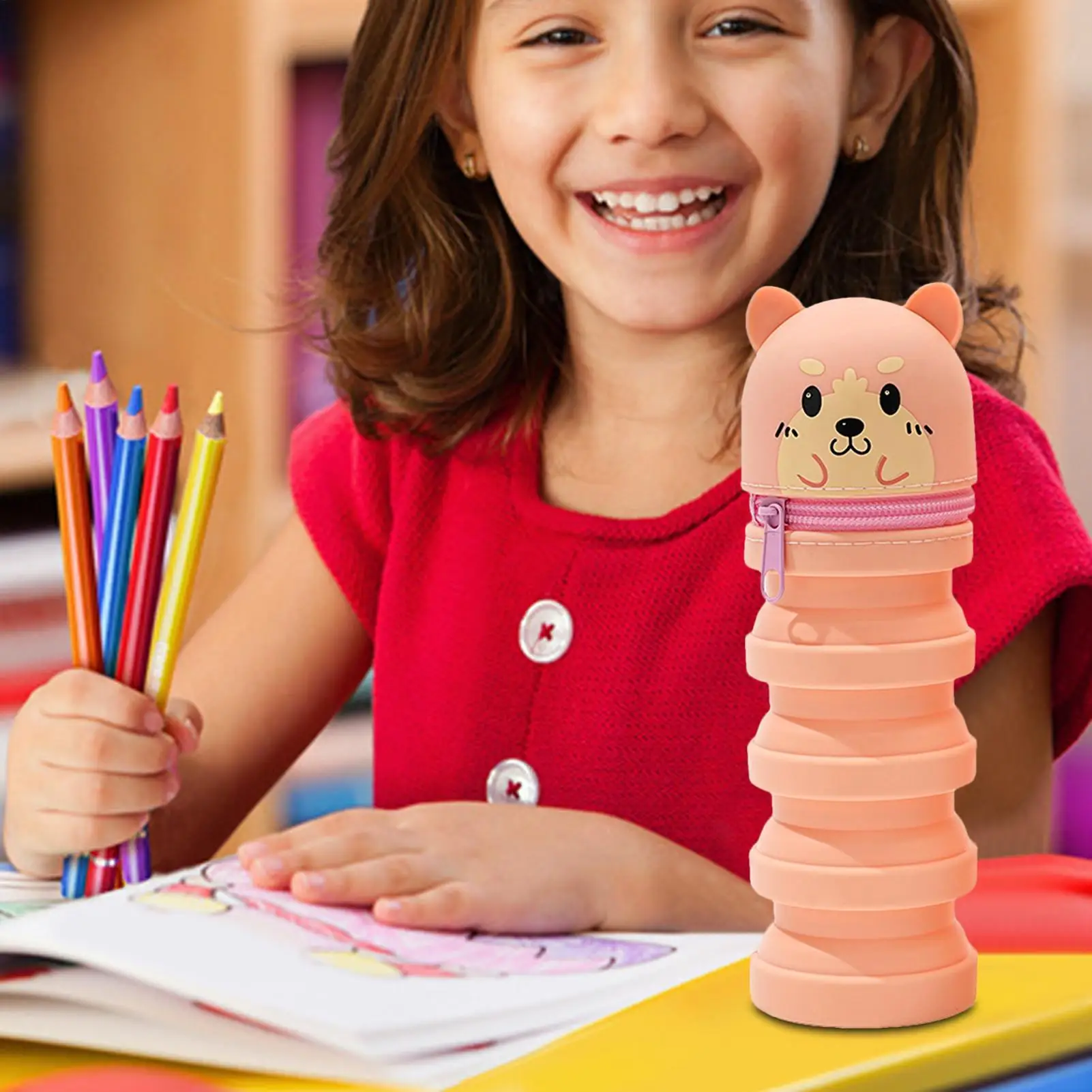 حامل قلم مكتب تلسكوبي حقيبة أقلام رصاص حامل قلم قابل للسحب سيليكون التخزين المنظم للمنزل النوم مدرسة الفصول الدراسية المراهقين