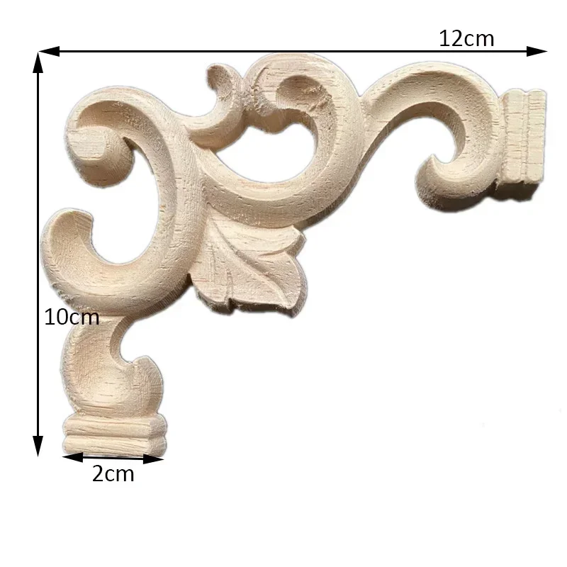 10-12cm Wooden Carved Furniture Decorative Wood Applique Cabinet Door Home Decor Decoration Accessories Figurine Miniature
