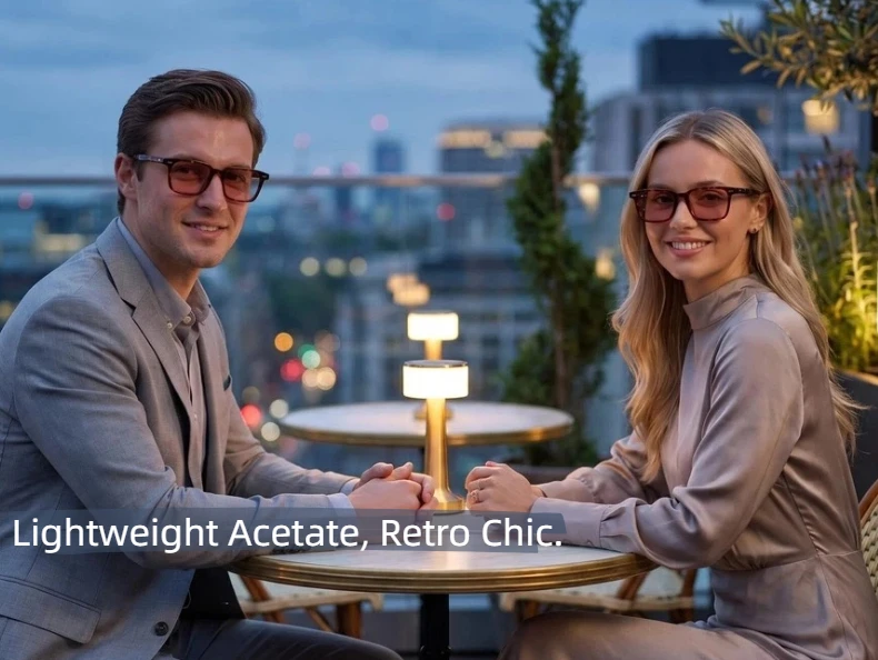 LumoGaze Modische Retro Quadratische Damen-Sonnenbrille Retro Herren-Luxus-Sonnenbrille mit Nieten-Design Handgefertigte Acetatfaser-Sonnenbrille UV400 – Detail 3