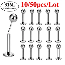 10/50pcs Threadless Push in Labret Ball Monroe Ear Stud Stainless Steel Cartilage Helix Tragus  Daith Earring Piercing Jewelry