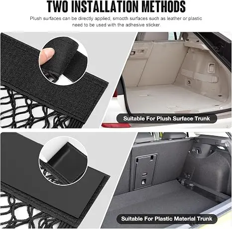Car Storage Net Bag with Tape Stickers, Adhesive Mesh Pocket Net String Pouch Bag, Stretchable RV Storage Netting for Storage