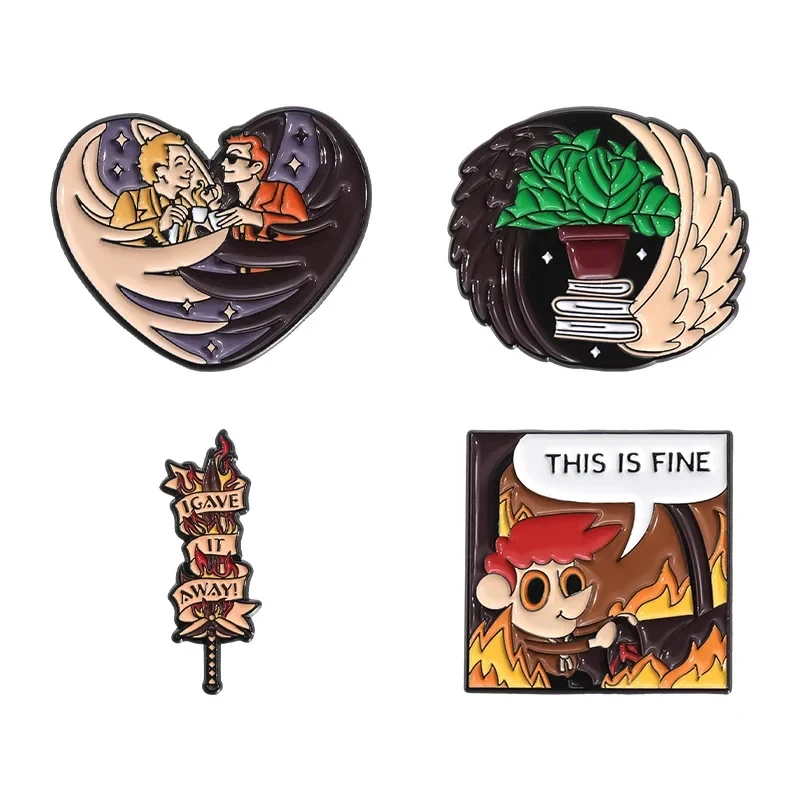 الخيال الكوميدي الفيلم جمع المينا دبابيس مخصصة الملائكة والشياطين شارة الزخرفية على ظهره التلبيب دبوس مضحك مجوهرات الإكسسوار #1