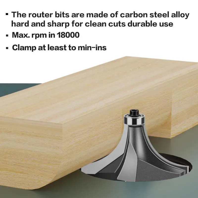 【BA】1pc 6mm 12mm Shank Fillet Cutter Chamfering Router Bit Tungsten Alloy Fillet Router Bit Trimming Machine Router Bit