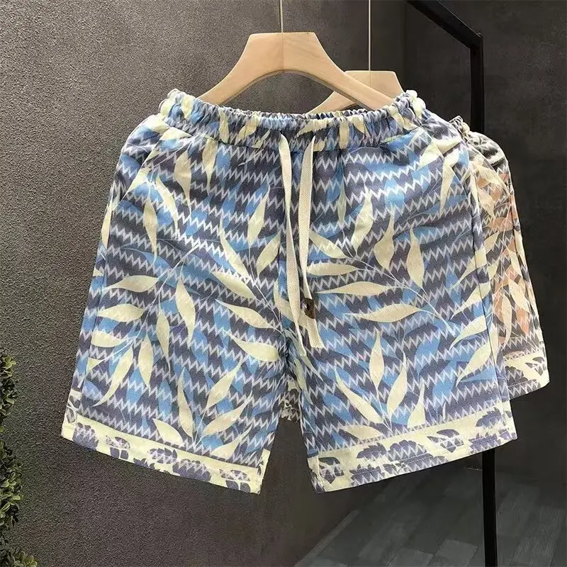 Trendy brand fashionable printed youth shorts for summer, thin cut for outerwear, men's casual sports, beach shorts
