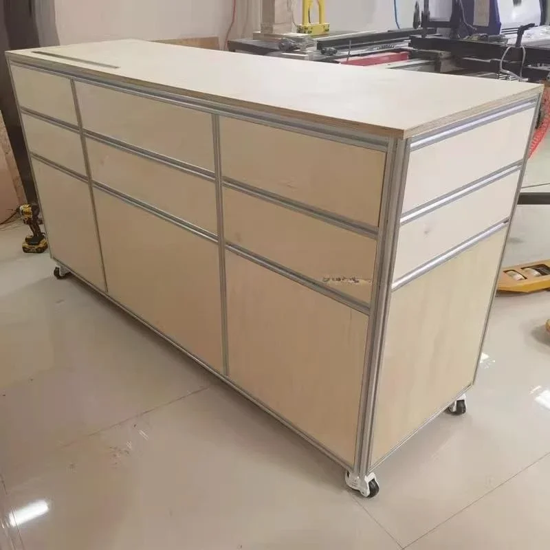 Household small apartment TV locker Birch mobile wall locker Multi-layer aluminum profile locker Ocean board