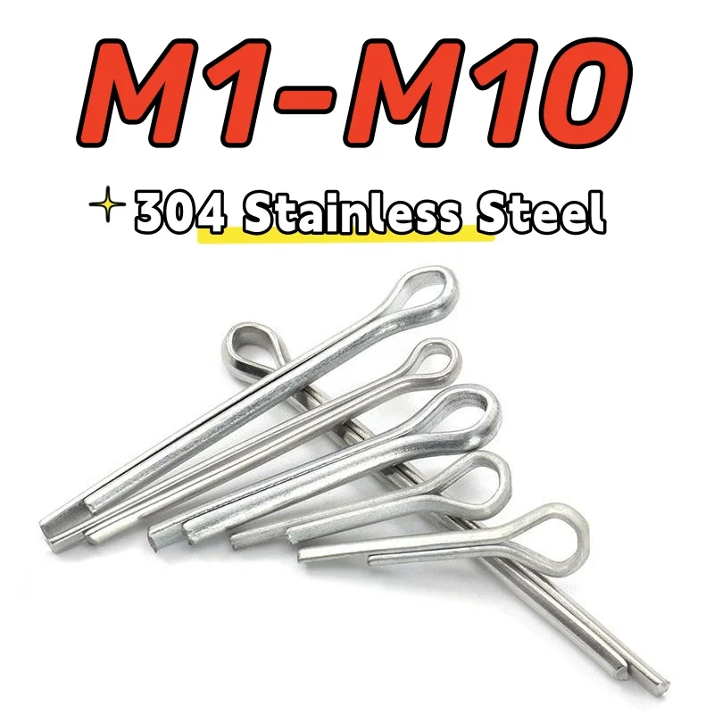 1-100pcs 304 Stainless Steel Split Pin Elastic Clamp Pin M1 M1.5 M2 M2.5 M3 M4 M5-m10 Clevis Cotter Pin Fasteners Hardware Parts