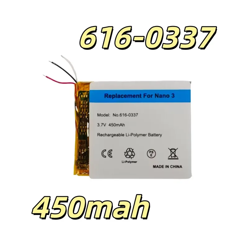 Replacement Battery  3.7V 450mAh 616-0337 For Nano 3 3G 3rd Generation 3TH MP3 A1236 Nano3 Battery