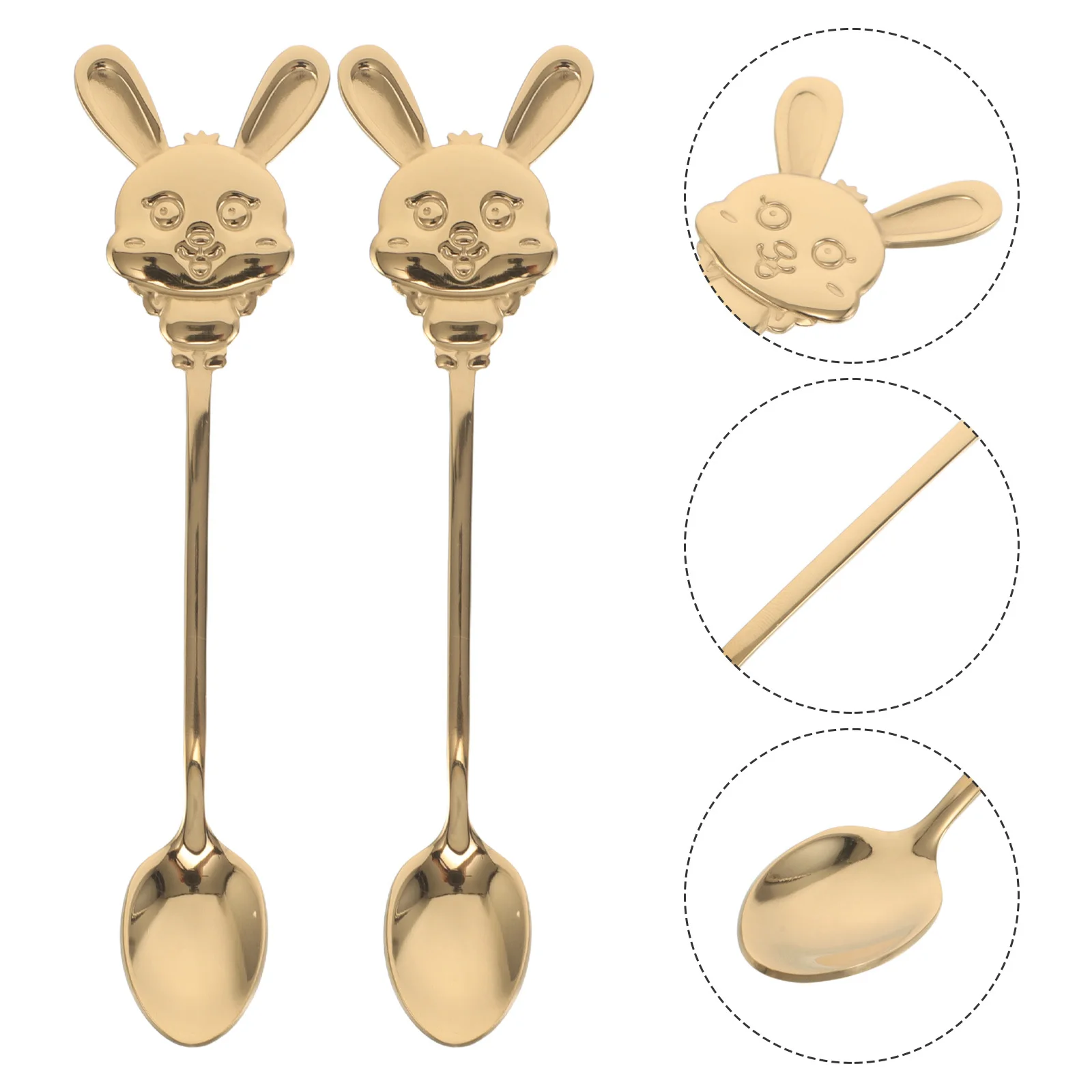 

6Pcs Stainless Steel Coffee Spoons Rabbit Art Spoon Set for Dessert Serving Easter Celebration Tea Party Present Mixing Tool