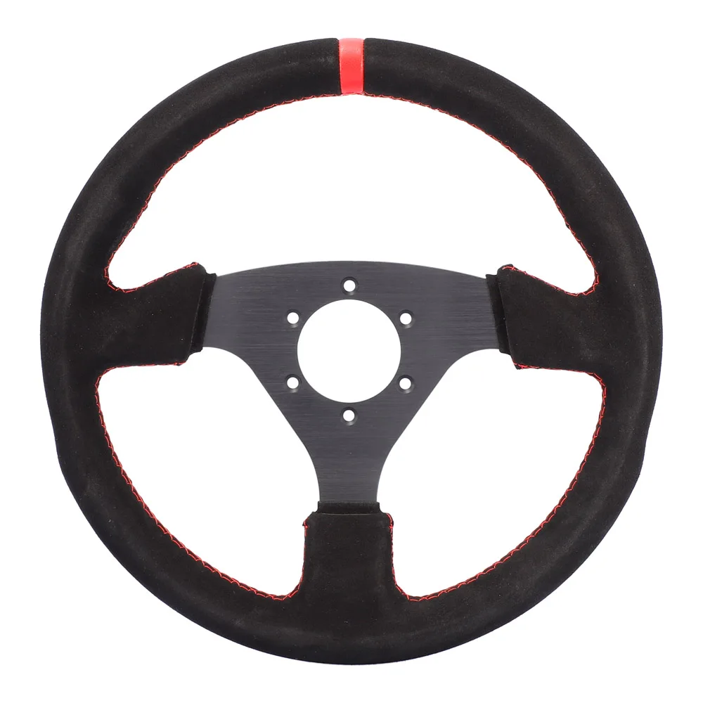 13'' Racing Steering Wheel 330mm - Universal Flat Design, Aluminum+PVC for Drift, Real Car, PC Simulator, Cockpit Gaming