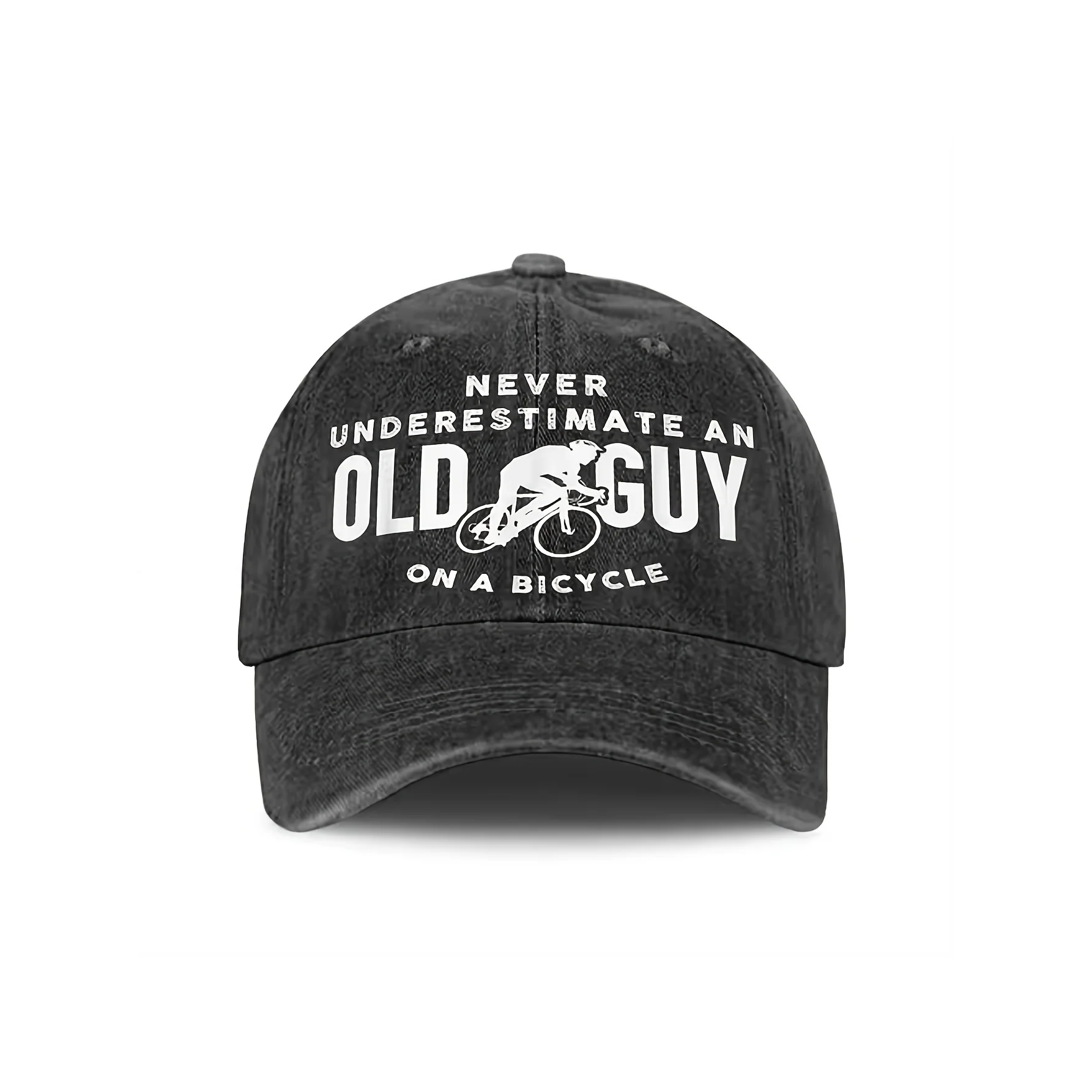 Washable Baseball Cap for Men and Women, Couple Style, Stain-Resistant, Wrinkle-Resistant, American Retro Street Sports Style, Don'T Underestimate the Man Who Rides a Bike, Printed Pattern Baseball Cap, Outdoor Breathable Sun Protection Cap, Suitable for All Seasons, Casual Wear, Fashionable Versatile Trendy Item, High-Quality Adjustable Hat