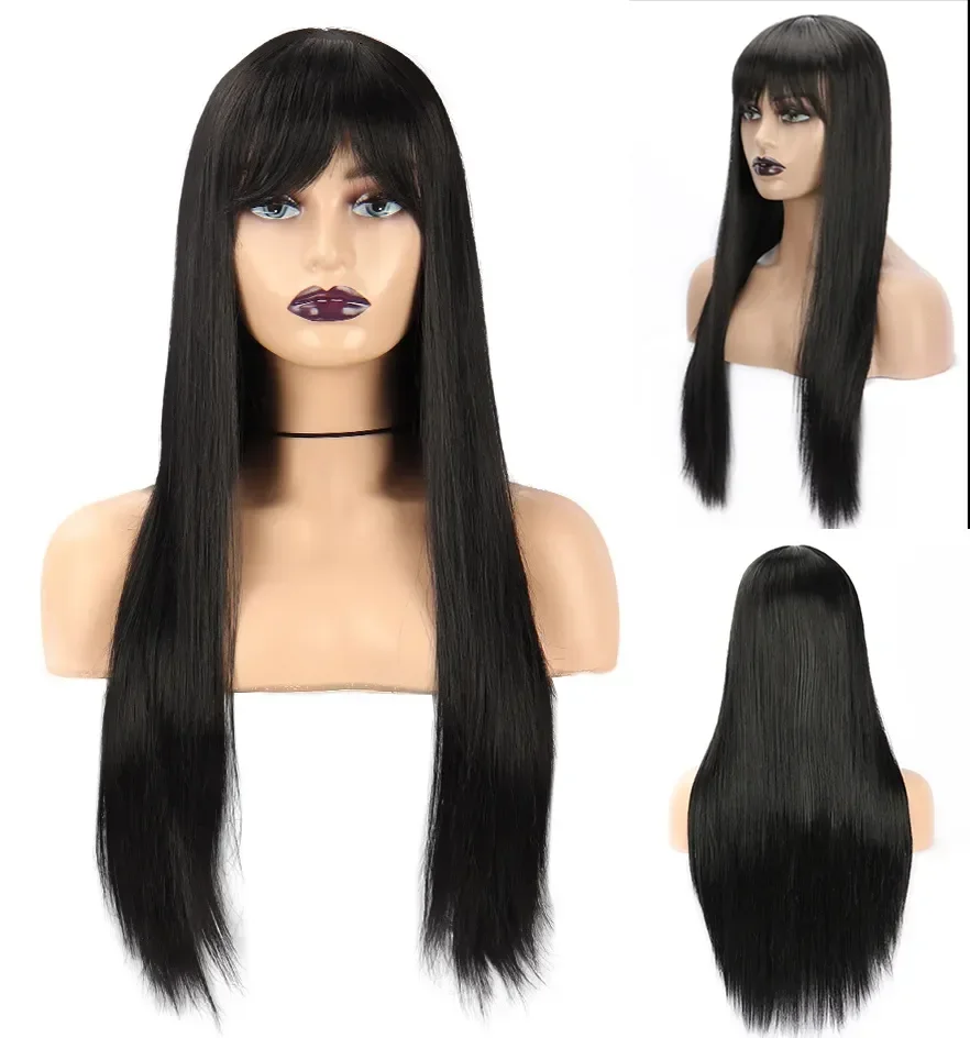 

Stylish Women's Long Black Straight Cosplay Hair Full Wig