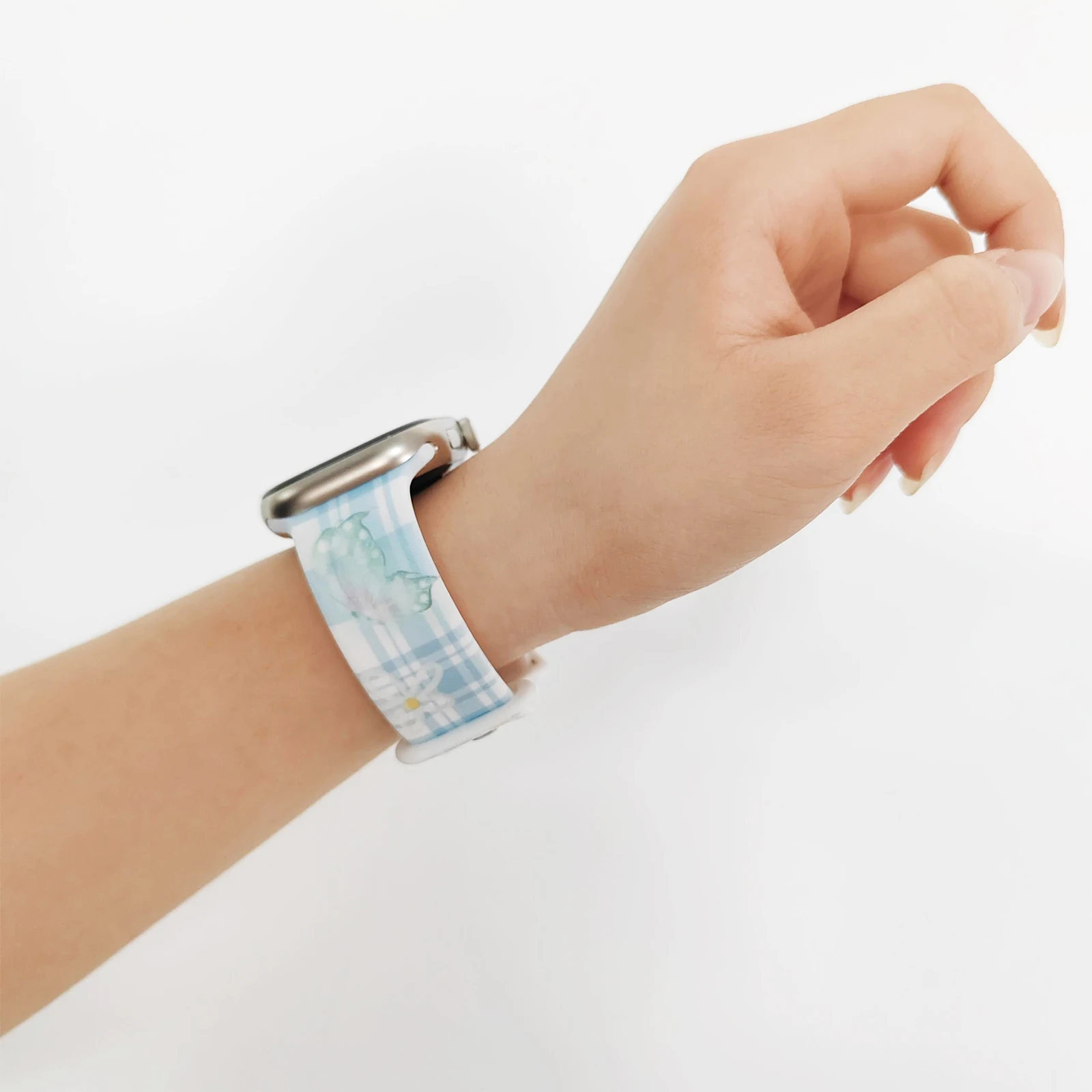 حزام مطبوع على شكل فراشة مربعة لساعة أبل 11 10 9 سوار من السيليكون قابل للاستبدال لساعة iWatch 46/44/42 مللي متر