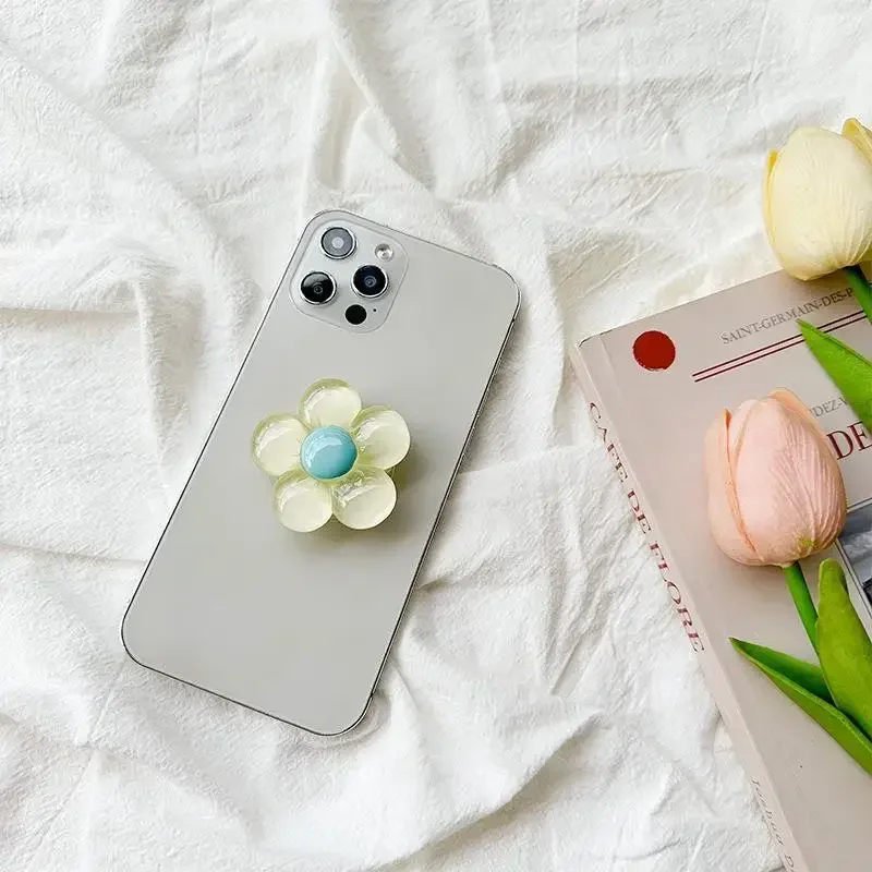 3D Cute Transparent Flower Bow Folding Finger Ring Griptok Phone Holder for IPhone Support Socket Pocket Grip Tok Stand Bracket