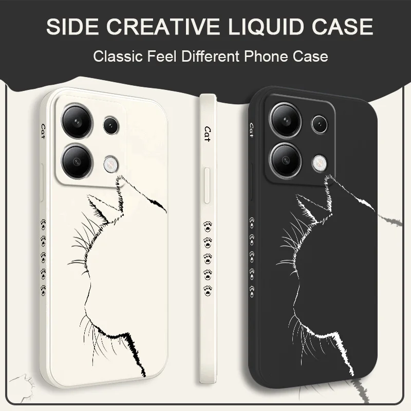Cute Pretty Cat Phone Case For Xiaomi Redmi Note 14 13 12 12S 11 11S 10 10S 9 9S Pro Plus 4G 5G Liquid Silicone Cover