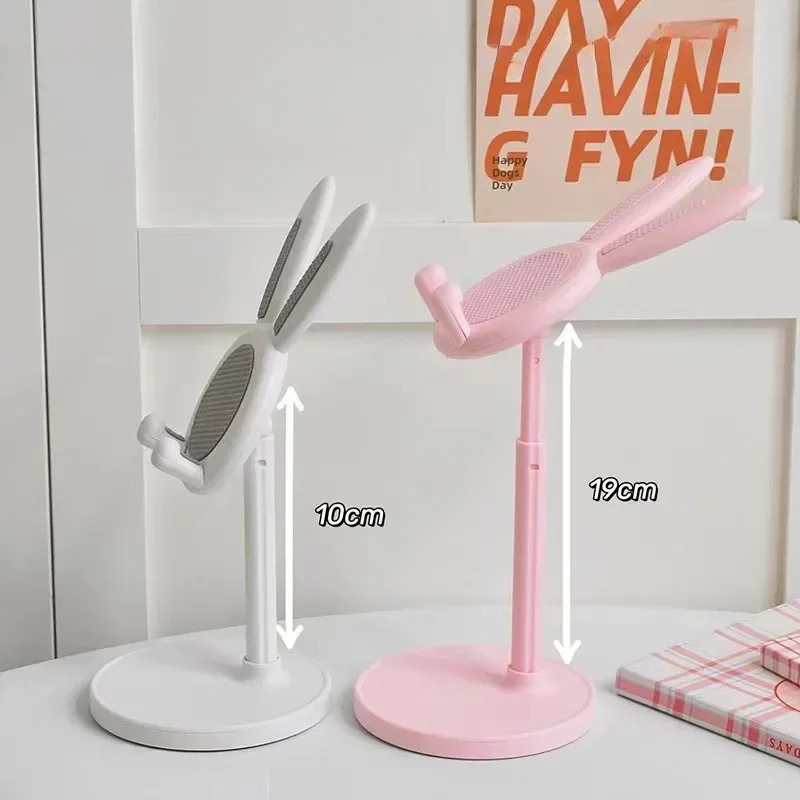 Soporte de escritorio para teléfono móvil, mesa de dibujos animados de conejo, ajustable, color rosa, para iPhone 13, 14, Samsung