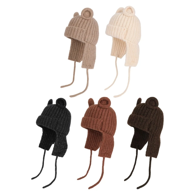 X5XA Bear Ear Bonnet Winter Hat with Soft Acrylic Feel and Earflap Coverage
