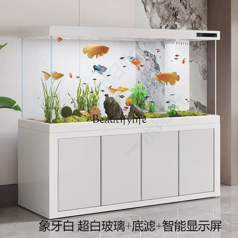 FG11Fish tank living room ultra-white glass large ecological bottom filter integrated whole set of dragon fish tank office