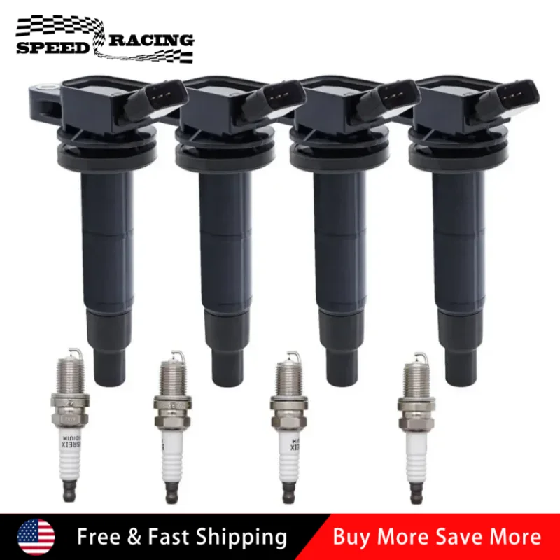 

90919-02244 ADT314111 IC463 IC465 4 свечи зажигания и 4 катушки зажигания для Toyota Camry L4 2.4L Hybrid 2009-2010 годов выпуска, черные