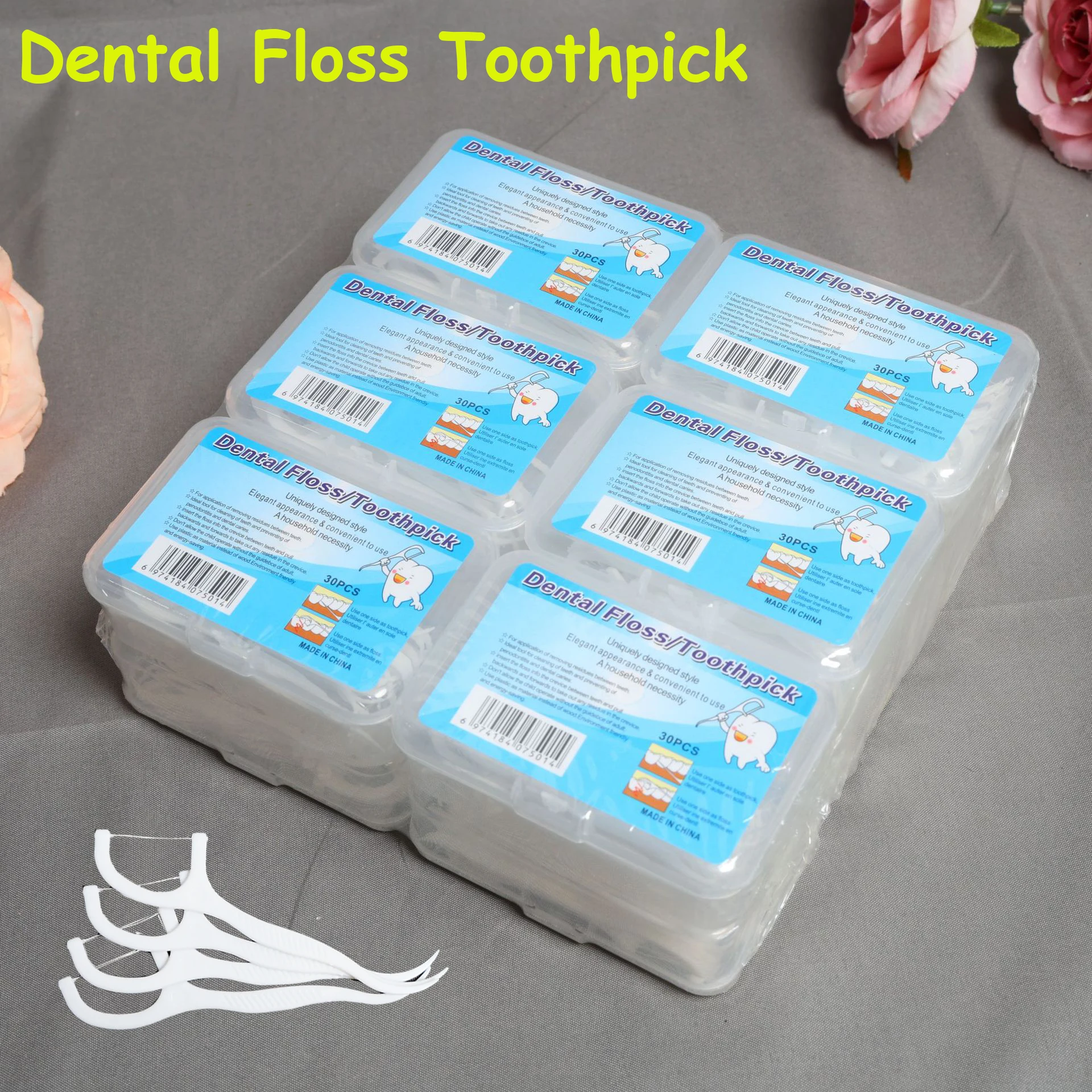 50~600개 휴대용 일회용 치실 플라스틱 이쑤시개 힐로 치실 치아 스틱 치실 픽 박스 포함 ﻿ 구강 관리