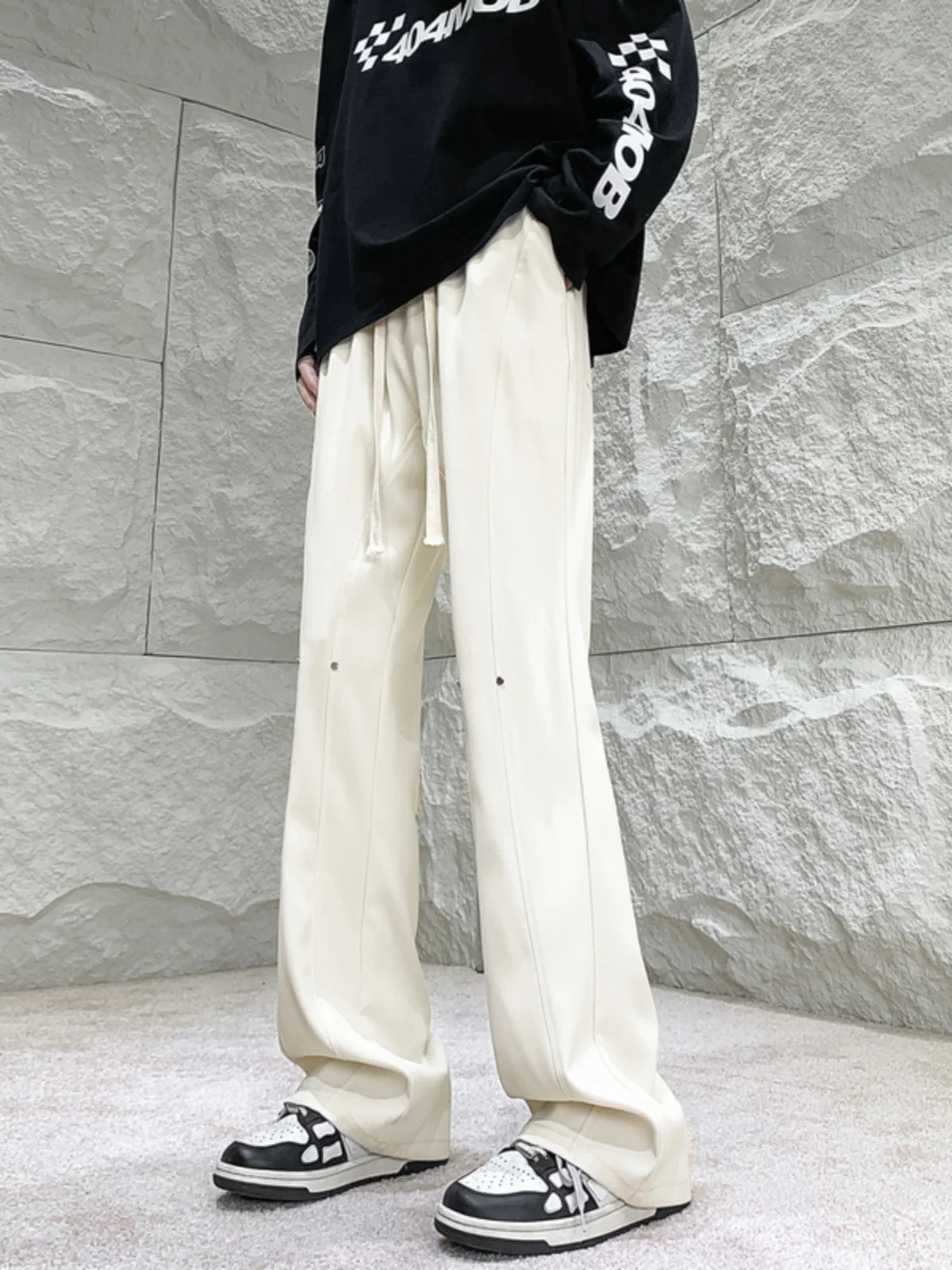 

Men's Spring Autumn Wide Leg Pants Casual Trousers Drapey Micro Flared Straight Cut Long Pants Faionable Youthful Sle