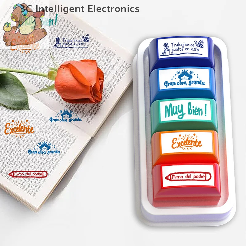 

Graded Classroom Stamps Parent Signature Teacher Auto-Refilling Stamp Set Homework Teacher Supplies With Storage Tray