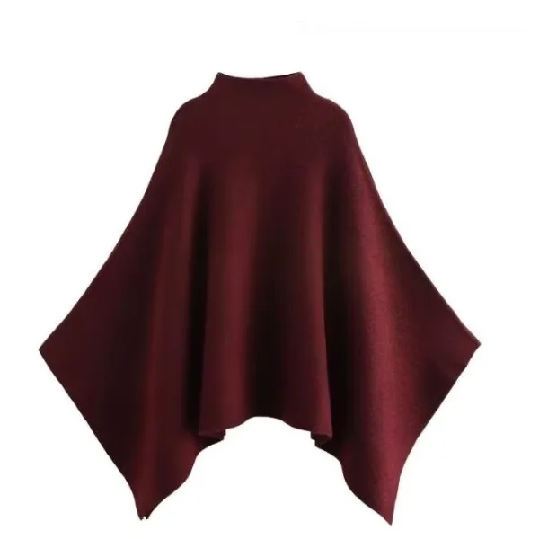 Women's Shawl Wrap Poncho Cape Cardigan Shawls for Fall Winter Spring Loose Stand Collar Asymmetric Knitted Cape Jacket