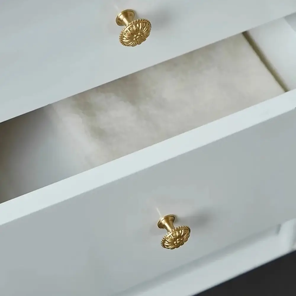 Hardware Brass Cabinet Door Handle Golden Retro Design Brass Handles European Style Drawer Knobs Kitchen Cabinet