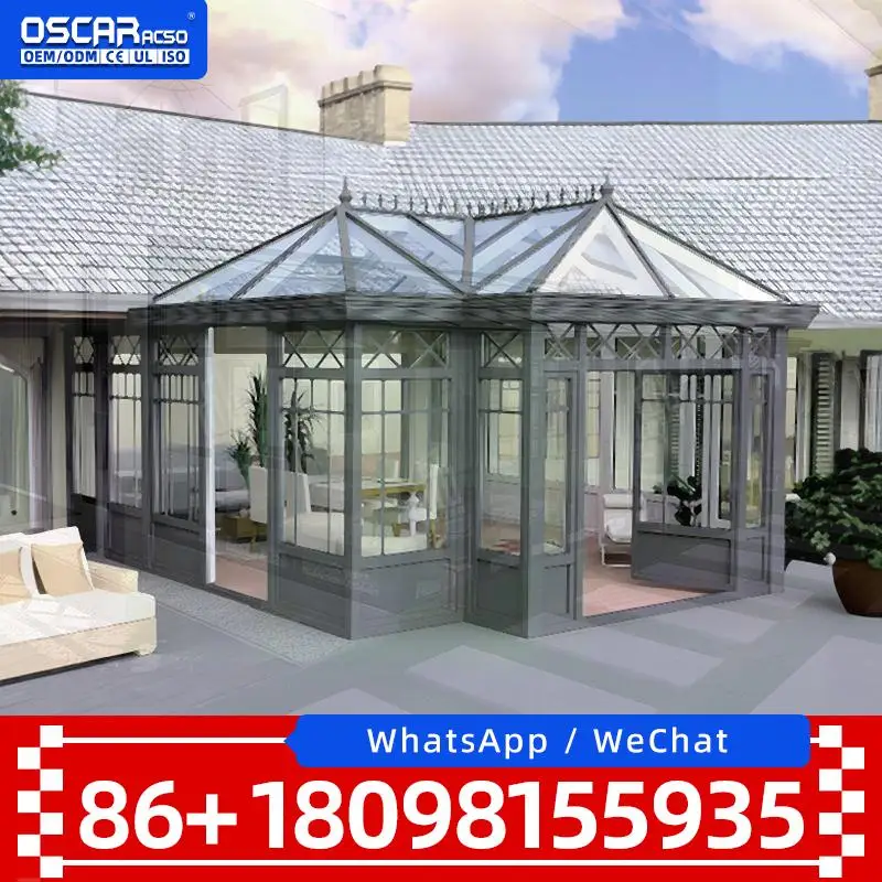Large Insulated Glass Greenhouse Kit Victorian Style Glasshouse for Villa Warehouse Hotel Use sunroom
