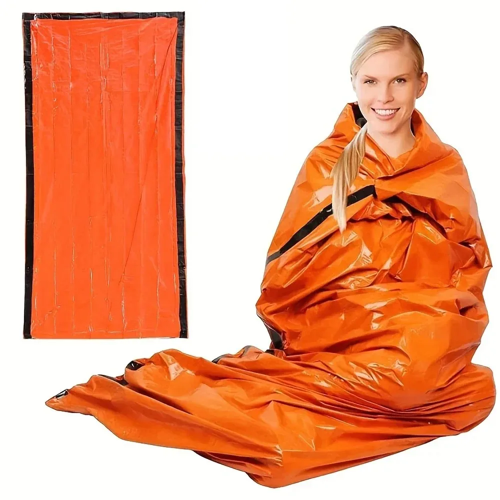 Saco de Dormir de Emergencia Portátil e Impermeable, Equipo de Campamento EDC para Exteriores, Saco Térmico, Kit de Primeros Auxilios, Manta de Mylar