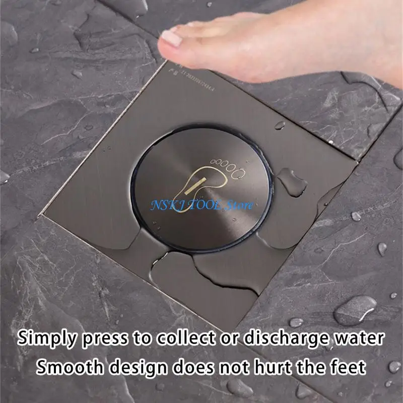 L8RC Easy Step Activated Seal Drain Cover Bathroom Water Control System 98mm