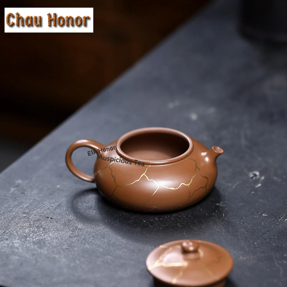 130ml Yixing Purple Clay Teapots Handmade Gold Drawing Cold River Pot Raw Ore Zhu Mud Kettle Chinese Zisha Tea Set Tea Ceremony