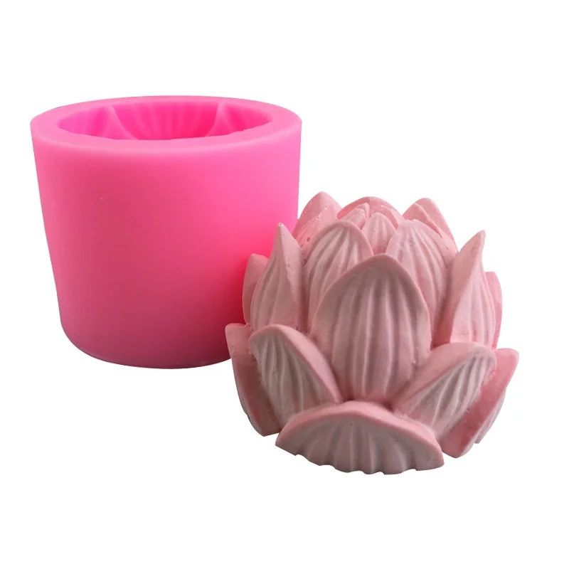 

3D Stereo Lotus Gel Mold Fondant Cake Handmade Soap Candle Silicone DIY Baking Dcecor Tool s