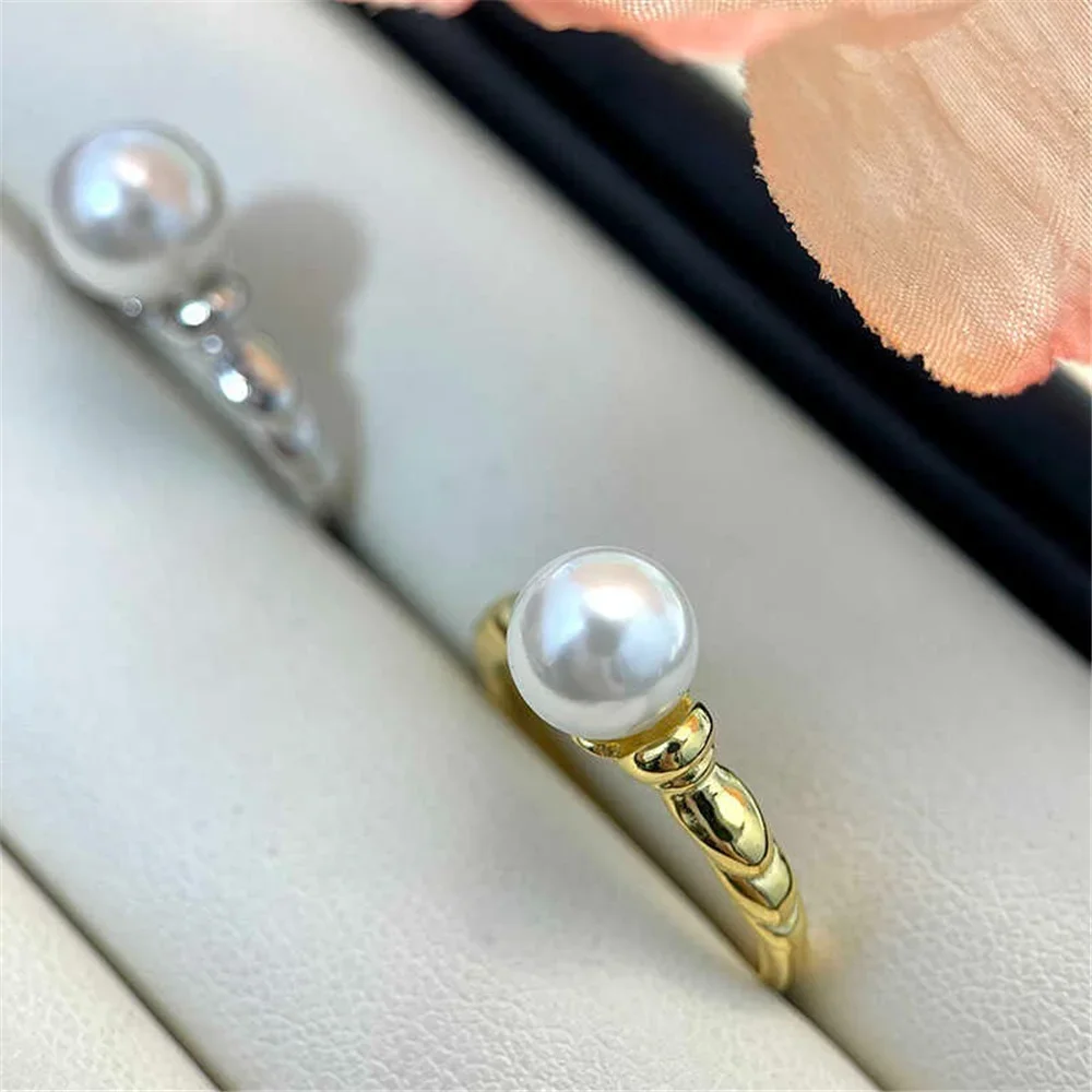 Solid S925 Sterling Silver Pearl Ring Settings Findings & Accessories - for Jewelry Making Bulk Wholesale Craft Supplies 8-10mm