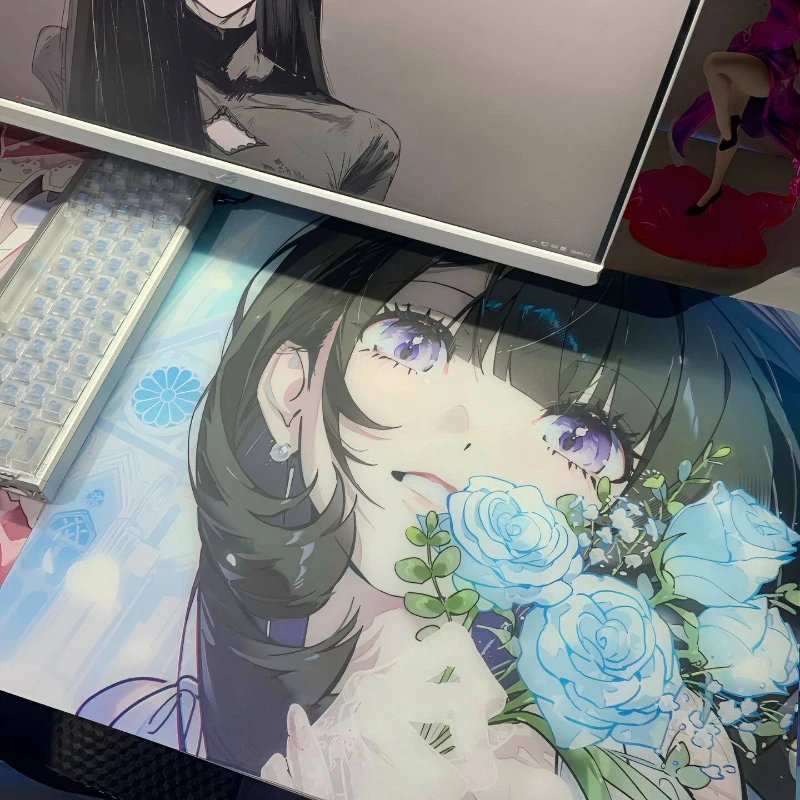 Tempered Glass Mouse Pads Customization Anime Pixiv UV Printing Technology Ergonomics Desk Pad for PC FPS Gaming Mouse Pad Gift