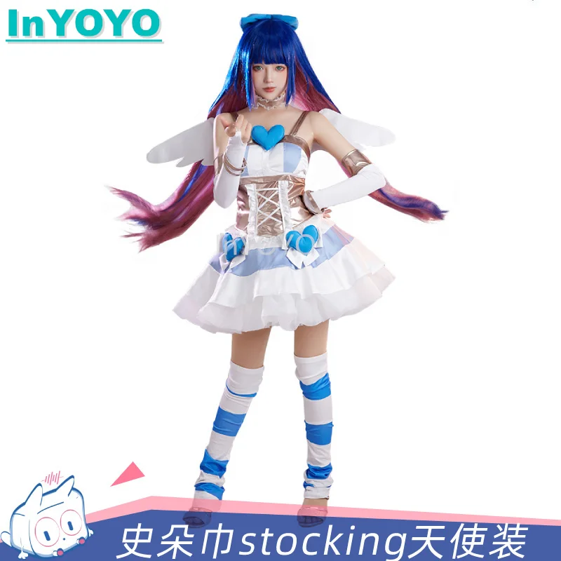 

InYOYO Stocking Anarchy Cosplay Costume Panty & Stocking With Garterbelt Lovely Uniform Dress Halloween Party Role Play Clothing