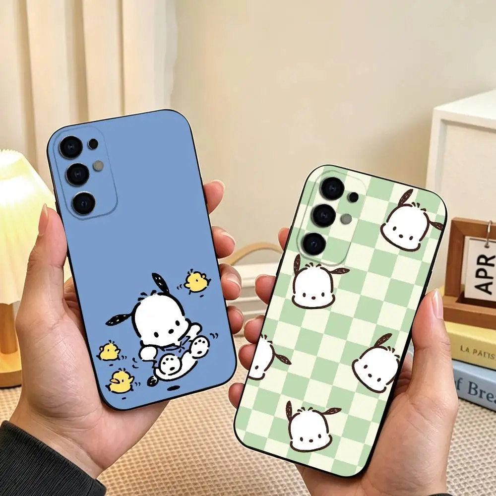 Милый мультяшный чехол P-PochaccoES для телефонов Samsung S26, S25, S24, S23, S22, S21, S30, Ultra, Plus, Fe, мягкий силиконовый черный чехол, подарок.