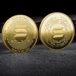 Solana Coin SOL Coin Gold, Silver Plated Physical Metal Crypto SOL Coin with Plastic Case Commemorative Coin Art Collection Gift