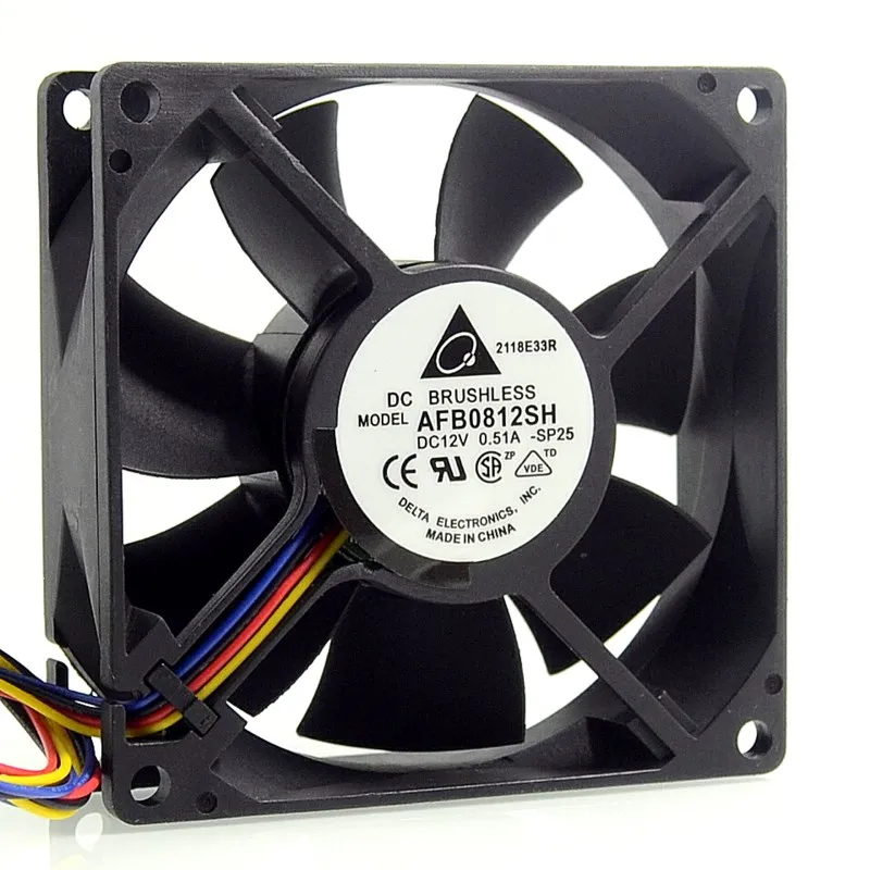 

For Delta New and authentic AFB0812SH 8025 80mm 0.51A 8CM winds of single ball bearing cooling fan 80*80*25mm