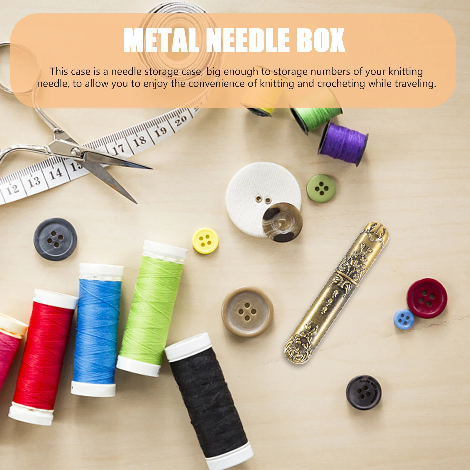 

Container Sewing Tube Retro Metal Needle Case For Knitting Needles Holder Storage Box Thread Needle Container Sewing Tool