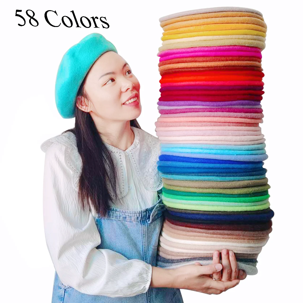 58 Colors Wool Beret French Artist Style Warm Winter Beanie Hat Vintage Plain Beret Solid Women\'s Full Autumn Hat шапка женская