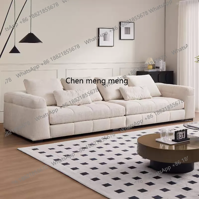 

Italian fabric sofa small apartment cotton and linen three-seater down sofa