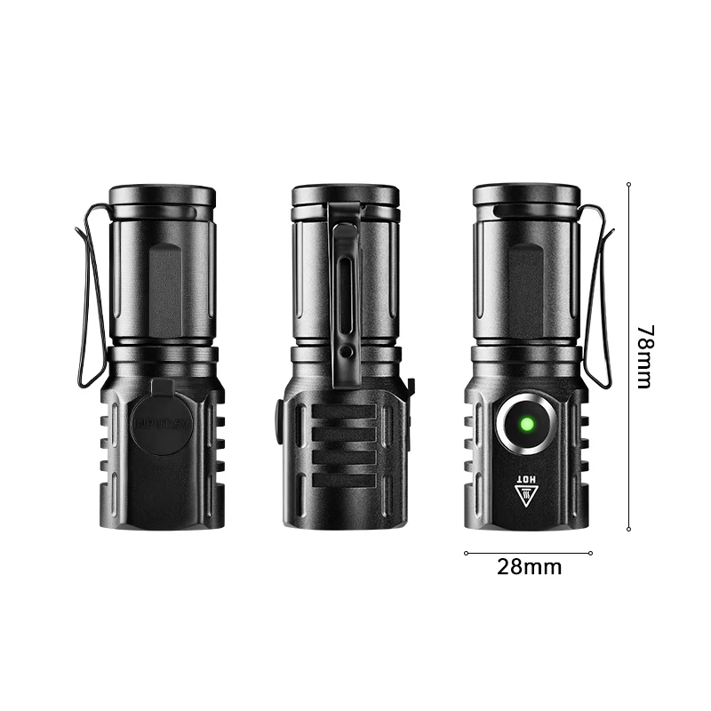 Powerful Portable Mini LED Flashlight 2000LM 3LED Ultra Strong Light 18350 Built-in Battery USB Rechargeable With Magnet Torch